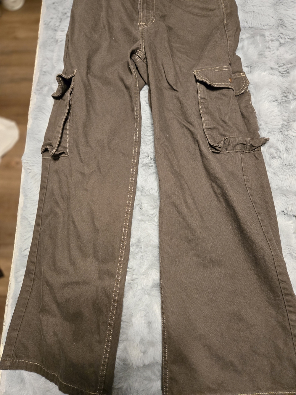 PacSun Chocolate Brown 100% Cotton Wide Leg Utility Cargo Pants Size 27